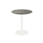Feros Urban - Terrassentisch weißes Gestell + Galaxy-Marmor HPL-Platte Ø70 cm, Weiß + Galaxy Marmor