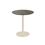 Feros Urban - Terrassentisch sandfarbenes Gestell + Midnight-Marmor HPL-Platte Ø70 cm, Sand + Midnight Marmor