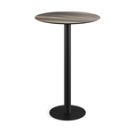 Feros Urban - Bartisch schwarzes Gestell + Tropenholz HPL-Platte Ø70 cm, Schwarz + Tropenholz