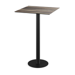 Feros Urban - Bartisch schwarzes Gestell + Tropenholz HPL-Platte 70x70 cm, Schwarz + Tropenholz