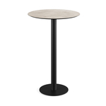 Feros Urban - Bartisch schwarzes Gestell + Moonstone HPL-Platte Ø70 cm, Schwarz + Moonstone