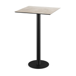 Feros Urban - Bartisch schwarzes Gestell + Moonstone HPL-Platte 70x70 cm, Schwarz + Moonstone