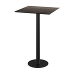 Feros Urban - Bartisch schwarzes Gestell + Riverwashed Holz HPL-Platte 70x70 cm, Schwarz + Riverwashed Holz