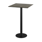 Feros Urban - Bartisch schwarzes Gestell + Midnight-Marmor HPL-Platte 70x70 cm, Schwarz + Midnight Marmor