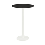 Feros Urban - Bartisch weißes Gestell + schwarze HPL-Platte Ø70 cm, Weiß + Schwarz