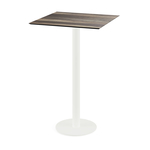 Feros Urban - Bartisch weißes Gestell + Tropenholz HPL-Platte 70x70 cm, Weiß + Tropenholz