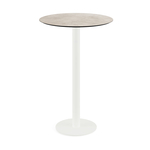 Feros Urban - Bartisch weißes Gestell + Moonstone HPL-Platte Ø70 cm, Weiß + Moonstone
