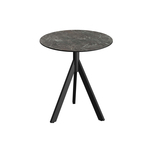 Feros Infinity Tripod - Terrassentisch schwarzes Gestell + Galaxy-Marmor HPL-Platte Ø70 cm, Schwarz + Galaxy Marmor