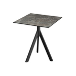 Feros Infinity Tripod - Terrassentisch schwarzes Gestell + Galaxy-Marmor HPL-Platte 70x70 cm, Schwarz + Galaxy Marmor
