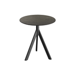 Feros Infinity Tripod - Terrassentisch schwarzes Gestell + Midnight-Marmor HPL-Platte Ø70 cm, Schwarz + Midnight Marmor