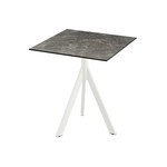 Feros Infinity Tripod - Terrassentisch weißes Gestell + Galaxy-Marmor HPL-Platte 70x70 cm, Weiß + Galaxy Marmor