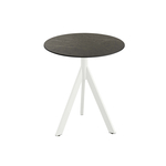 Feros Infinity Tripod - Terrassentisch weißes Gestell + Midnight-Marmor HPL-Platte Ø70 cm, Weiß + Midnight Marmor