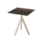 Feros Infinity Tripod - Terrassentisch sandfarbenes Gestell + Riverwashed Holz HPL-Platte 70x70 cm, Sand + Riverwashed Holz