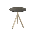 Feros Infinity Tripod - Terrassentisch sandfarbenes Gestell + Midnight-Marmor HPL-Platte Ø70 cm, Sand + Midnight Marmor