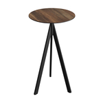 Feros Infinity Tripod - Bartisch schwarzes Gestell + Tropenholz HPL-Platte Ø70 cm, Schwarz + Tropenholz
