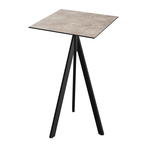 Feros Infinity Tripod - Bartisch schwarzes Gestell + Moonstone HPL-Platte 70x70 cm, Schwarz + Moonstone