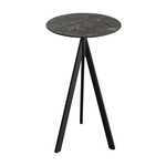Feros Infinity Tripod - Bartisch schwarzes Gestell + Galaxy-Marmor HPL-Platte Ø70 cm, Schwarz + Galaxy Marmor