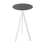 Feros Infinity Tripod - Bartisch weißes Gestell + schwarze HPL-Platte Ø70 cm, Weiß + Schwarz