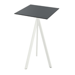 Feros Infinity Tripod - Bartisch weißes Gestell + schwarze HPL-Platte 70x70 cm, Weiß + Schwarz