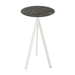 Feros Infinity Tripod - Bartisch weißes Gestell + Galaxy-Marmor HPL-Platte Ø70 cm, Weiß + Galaxy Marmor