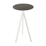 Feros Infinity Tripod - Bartisch weißes Gestell + Midnight-Marmor HPL-Platte Ø70 cm, Weiß + Midnight Marmor