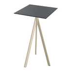 Feros Infinity Tripod - Bartisch sandfarbenes Gestell + schwarze HPL-Platte 70x70 cm, Sand + Schwarz