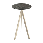 Feros Infinity Tripod - Bartisch sandfarbenes Gestell + Galaxy-Marmor HPL-Platte Ø70 cm, Sand + Galaxy Marmor
