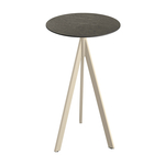 Feros Infinity Tripod - Bartisch sandfarbenes Gestell + Midnight-Marmor HPL-Platte Ø70 cm, Sand + Midnight Marmor