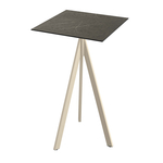 Feros Infinity Tripod - Bartisch sandfarbenes Gestell + Midnight-Marmor HPL-Platte 70x70 cm, Sand + Midnight Marmor