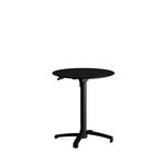 Feros X Cross - Höhenverstellbares schwarz Tischgestell + Schwarze HPL-Tischplatte Ø70 cm, Schwarz + Schwarz