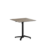 Feros X Cross - Höhenverstellbares schwarz Tischgestell + Moonstone HPL-Tischplatte 70x70 cm, Schwarz + Moonstone