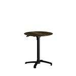 Feros X Cross - Höhenverstellbares schwarz Tischgestell + Riverwashed Wood HPL-Tischplatte Ø70 cm, Schwarz + Riverwashed Wood