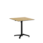 Feros X Cross - Höhenverstellbares schwarz Tischgestell + Teak wood HPL-Tischplatte 70x70 cm, Schwarz + Teak wood