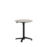 Feros X Cross - Höhenverstellbares schwarz Tischgestell + Sand stone HPL-Tischplatte Ø70 cm, Schwarz + Sand stone