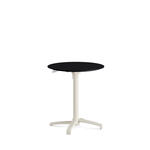Feros X Cross - Höhenverstellbares sand Tischgestell + Schwarze HPL-Tischplatte Ø70 cm, Sand + Schwarz