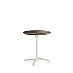 Feros X Cross - Höhenverstellbares sand Tischgestell + Tropical Wood HPL-Tischplatte Ø70 cm, Sand + Tropical Wood