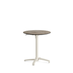 Feros X Cross - Höhenverstellbares sand Tischgestell + Moonstone HPL-Tischplatte Ø70 cm, Sand + Moonstone