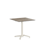 Feros X Cross - Höhenverstellbares sand Tischgestell + Moonstone HPL-Tischplatte 70x70 cm, Sand + Moonstone