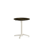Feros X Cross - Höhenverstellbares sand Tischgestell + Riverwashed Wood HPL-Tischplatte Ø70 cm, Sand + Riverwashed Wood