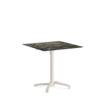 Feros X Cross - Höhenverstellbares sand Tischgestell + Galaxy Marble HPL-Tischplatte 70x70 cm, Sand + Galaxy Marble