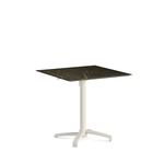 Feros X Cross - Höhenverstellbares sand Tischgestell + Midnight Marble HPL-Tischplatte 70x70 cm, Sand + Midnight Marble