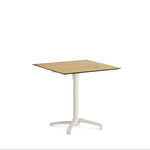 Feros X Cross - Höhenverstellbares sand Tischgestell + Teak wood HPL-Tischplatte 70x70 cm, Sand + Teak wood