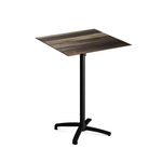 Feros X Cross - Tischgestell hoch schwarz + Tropical Wood HPL-Tischplatte 70x70 cm, Schwarz + Tropical Wood