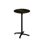 Feros X Cross - Tischgestell hoch schwarz + Riverwashed Wood HPL-Tischplatte Ø70 cm, Schwarz + Riverwashed Wood