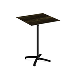 Feros X Cross - Tischgestell hoch schwarz + Riverwashed Wood HPL-Tischplatte 70x70 cm, Schwarz + Riverwashed Wood
