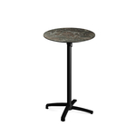 Feros X Cross - Tischgestell hoch schwarz + Galaxy Marble HPL-Tischplatte Ø70 cm, Schwarz + Galaxy Marble