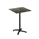 Feros X Cross - Tischgestell hoch schwarz + Galaxy Marble HPL-Tischplatte 70x70 cm, Schwarz + Galaxy Marble