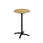 Feros X Cross - Tischgestell hoch schwarz + Teak wood HPL-Tischplatte Ø70 cm, Schwarz + Teak wood