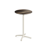 Feros X Cross - Tischgestell hoch sand + Tropical Wood HPL-Tischplatte Ø70 cm, Sand + Tropical Wood