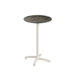 Feros X Cross - Tischgestell hoch sand + Galaxy Marble HPL-Tischplatte Ø70 cm, Sand + Galaxy Marble